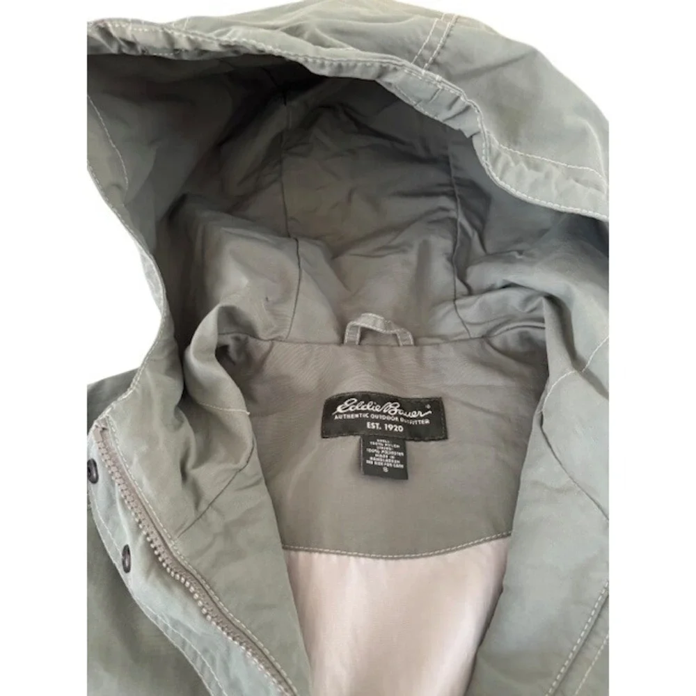 Eddie Bauer Vintage Womens Olive Green Hooded Lightweight Utility Jacket - Small